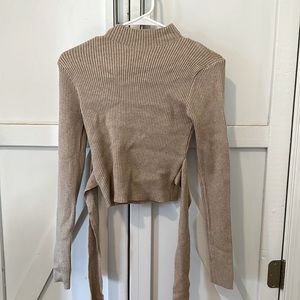Petal and pup tie back ribbed sweater